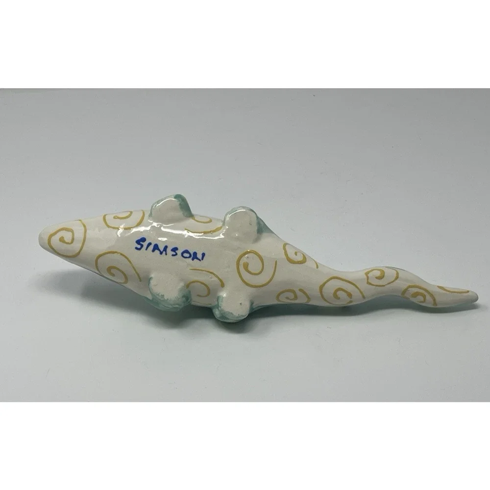 Art Pottery Crocodile Candle Incense Holder Whimsical Alligator Dana Simson